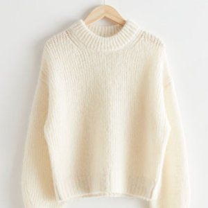 & Other Stories White Oversized Wool Blend Sweater